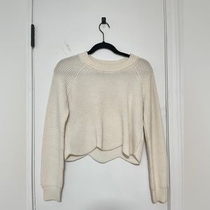 Cream Aritzia Scalloped Sweater